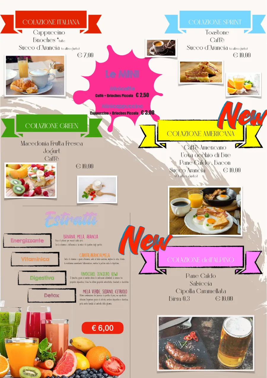 Listino online : Menu Listino prezzi  Bar Maja Bibione